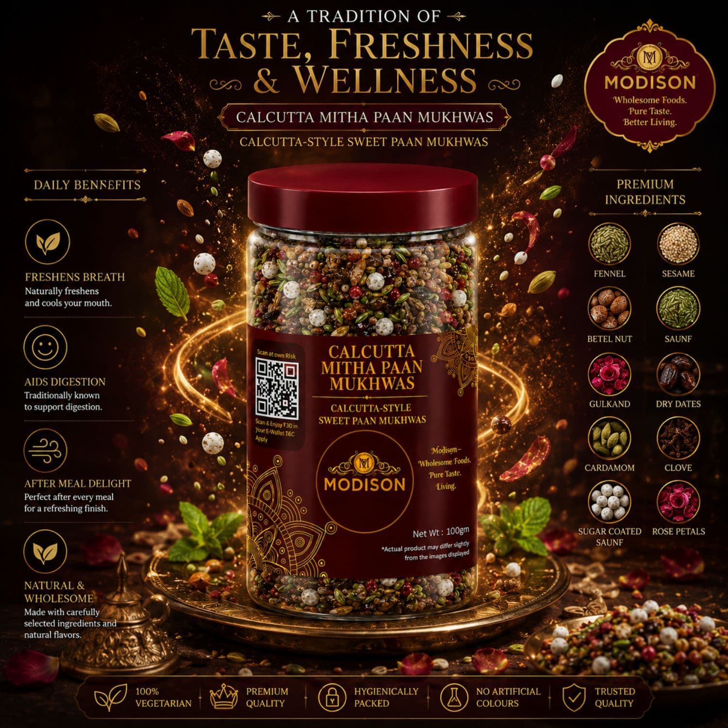 MODISON Calcutta Mitha Paan Indian Mouth Freshener 100g product image 2