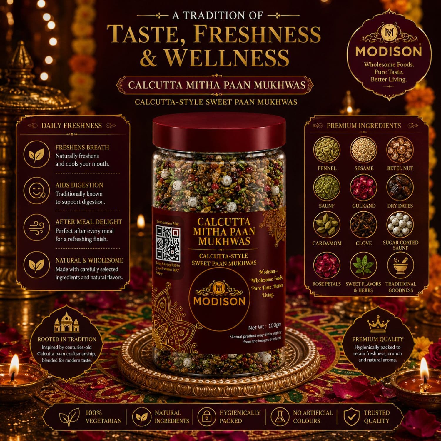MODISON Calcutta Mitha Paan Indian Mouth Freshener 100g product image 4