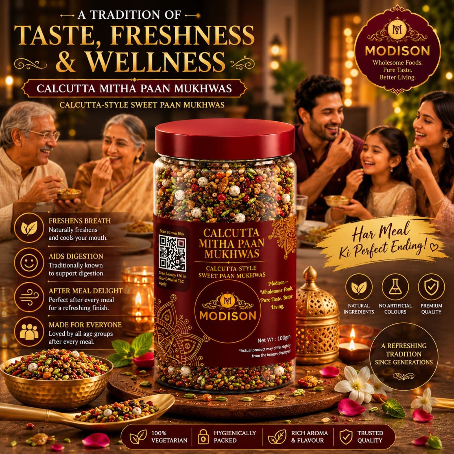 MODISON Calcutta Mitha Paan Indian Mouth Freshener 100g product image 5