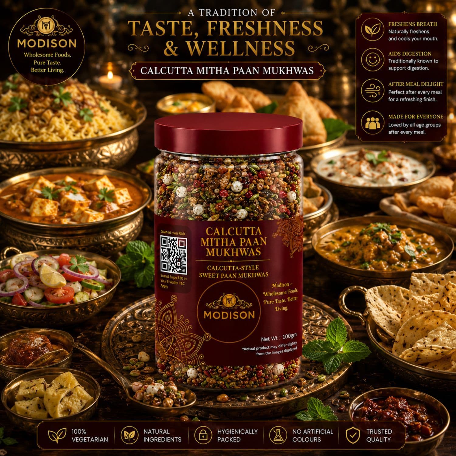 MODISON Calcutta Mitha Paan Indian Mouth Freshener 100g product image 8