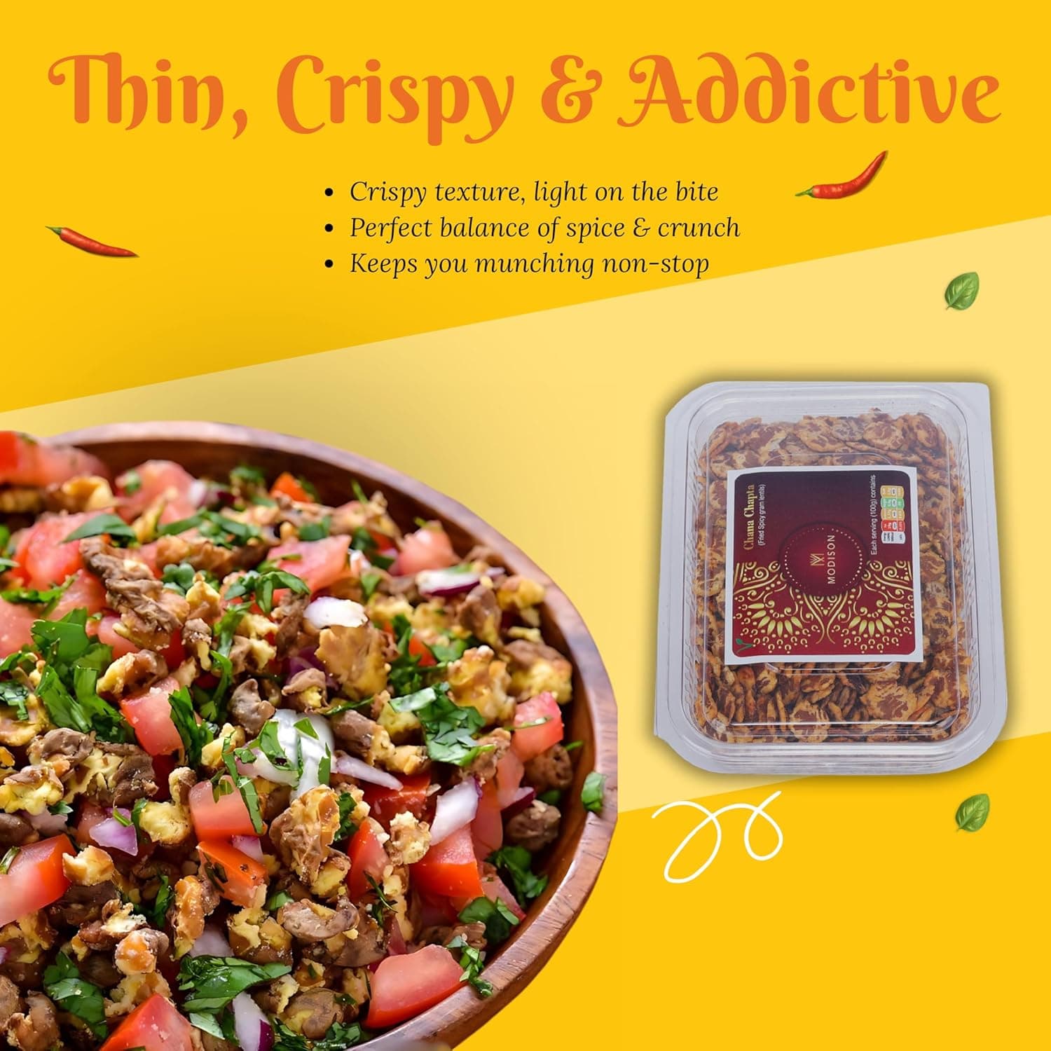 MODISON Chana Chapta Healthy Snacks Spicy Chickpeas 180g product image 4