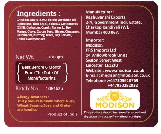 MODISON Chana Chapta Healthy Snacks Spicy Chickpeas 180g product image 7