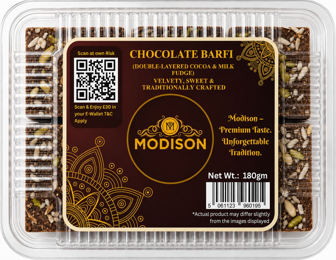 MODISON Chocolate Barfi Indian Sweets Milk Mithai 180g product image 1