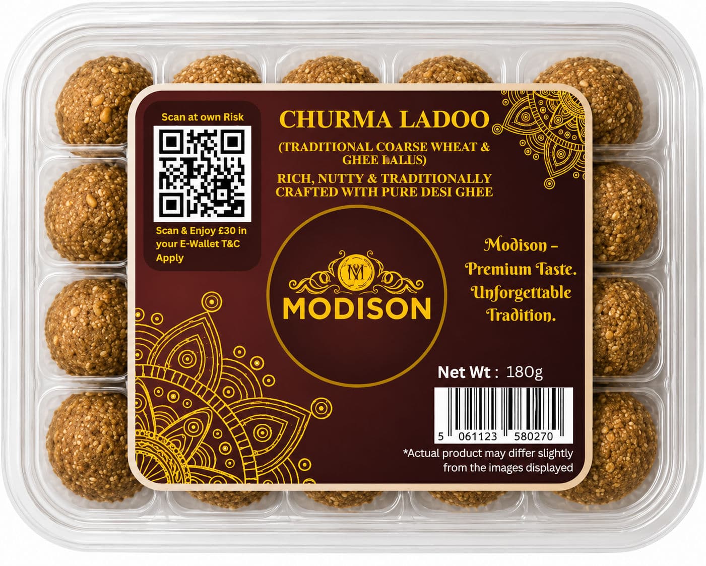 MODISON Churma Ladoo Indian Sweets Jaggery Mithai 180g alternate image
