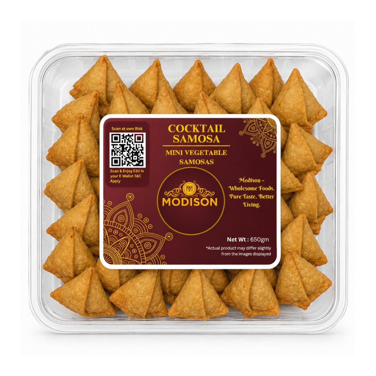 MODISON Cocktail Samosa Traditional Frozen Indian Snack 650g product image 1