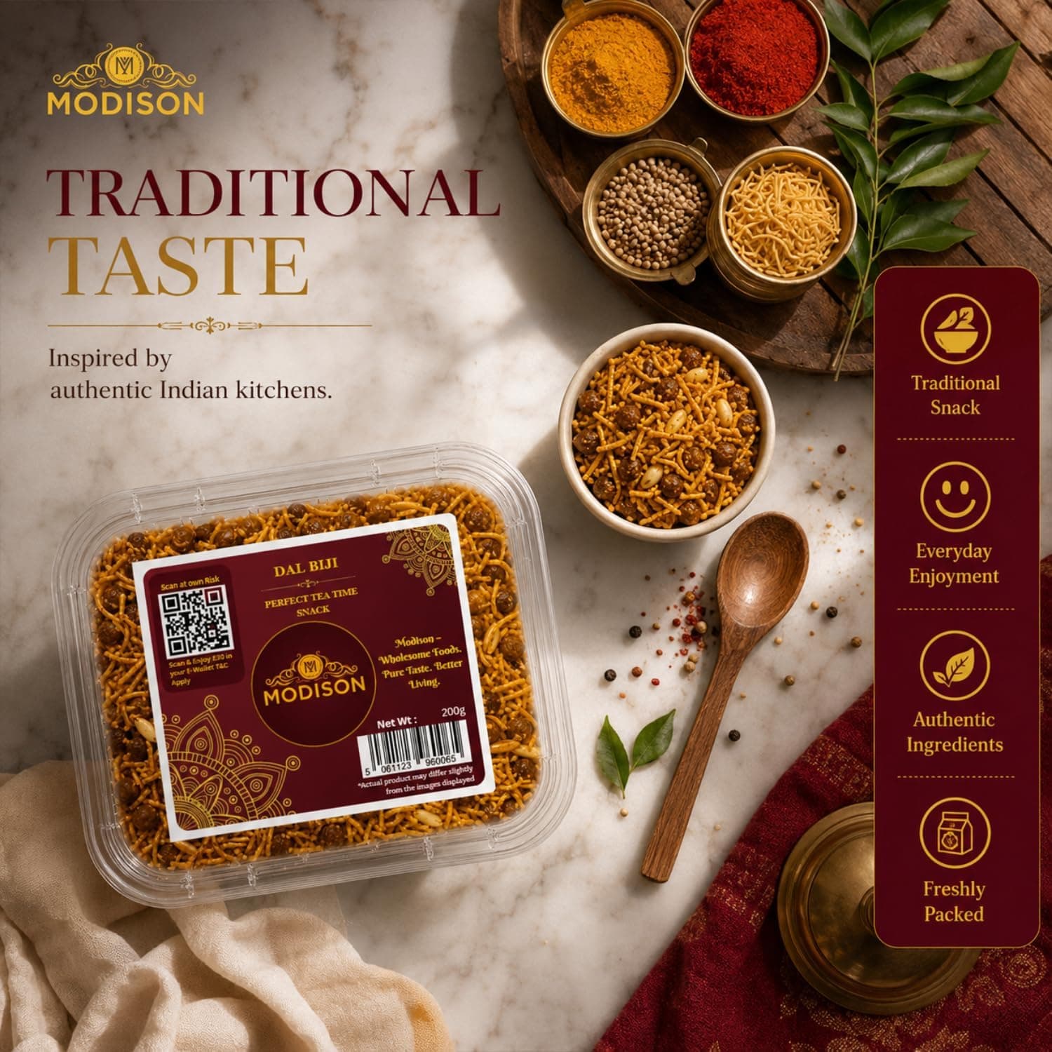 MODISON Dal Biji Indian Namkeen Snack Traditional Savoury 200g product image 6