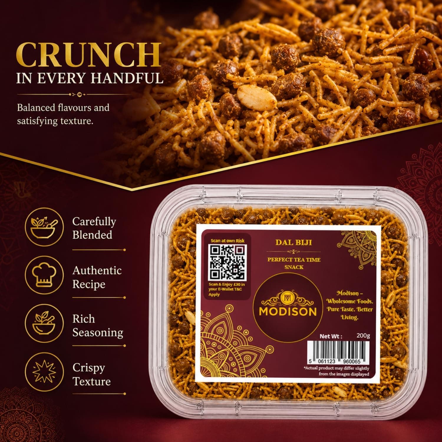 MODISON Dal Biji Indian Namkeen Snack Traditional Savoury 200g product image 8