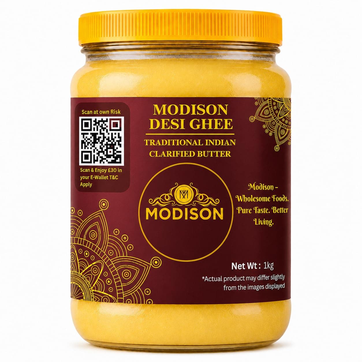 MODISON Desi Ghee Clarified Butter Pure Milk Fat 1kg product image 1