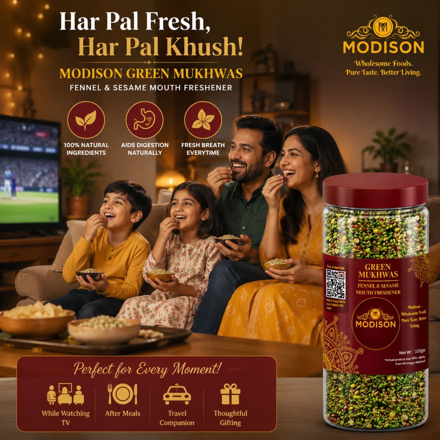 MODISON Green Mukhwas Indian Mouth Freshener Aniseed Coriander 100g product image 5