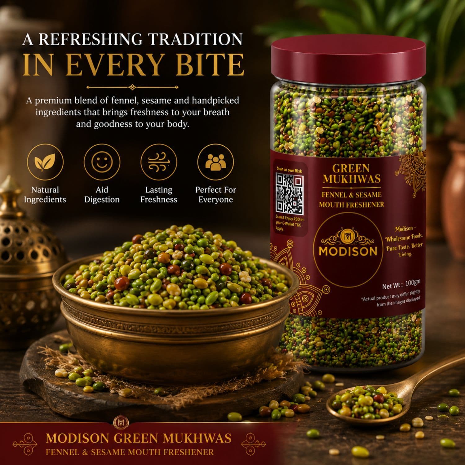 MODISON Green Mukhwas Indian Mouth Freshener Aniseed Coriander 100g product image 7