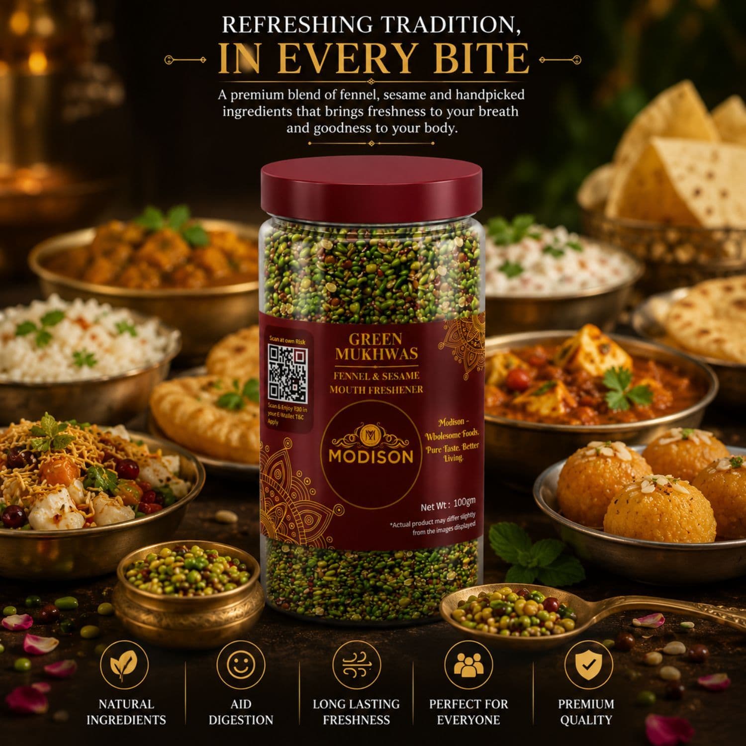 MODISON Green Mukhwas Indian Mouth Freshener Aniseed Coriander 100g product image 8