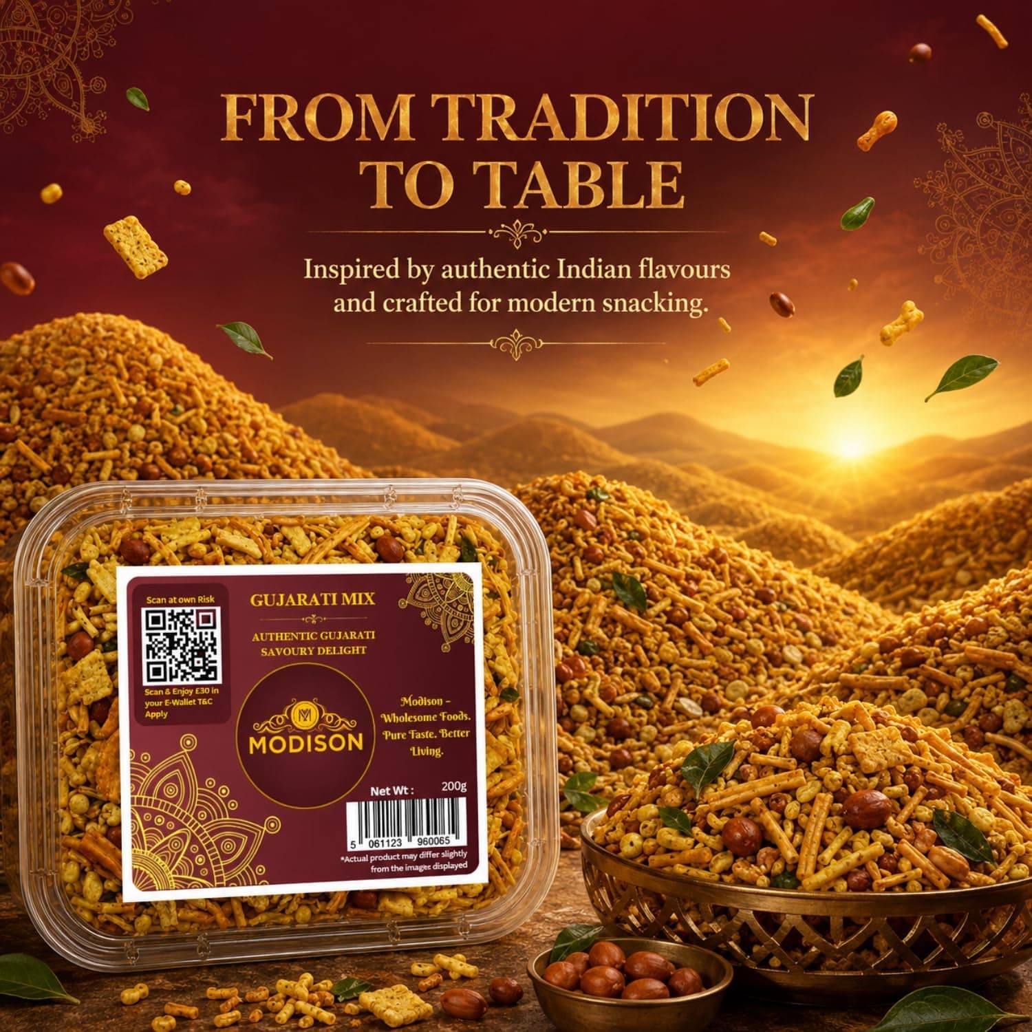 MODISON Gujarati Mix Indian Namkeen Snack Traditional Savoury 200g product image 5