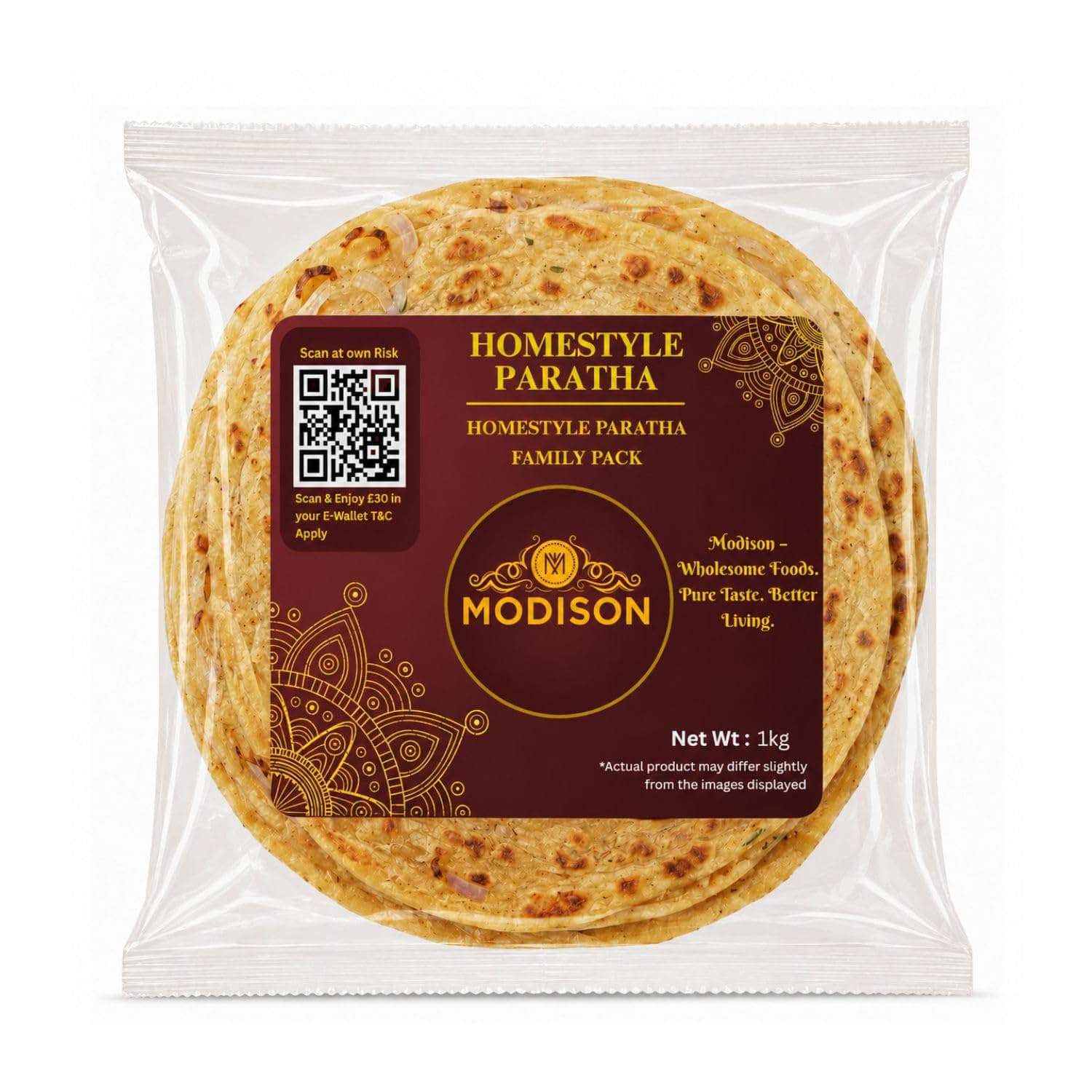 MODISON Homestyle Paratha Traditional Indian Flatbread Frozen 1kg product image 1