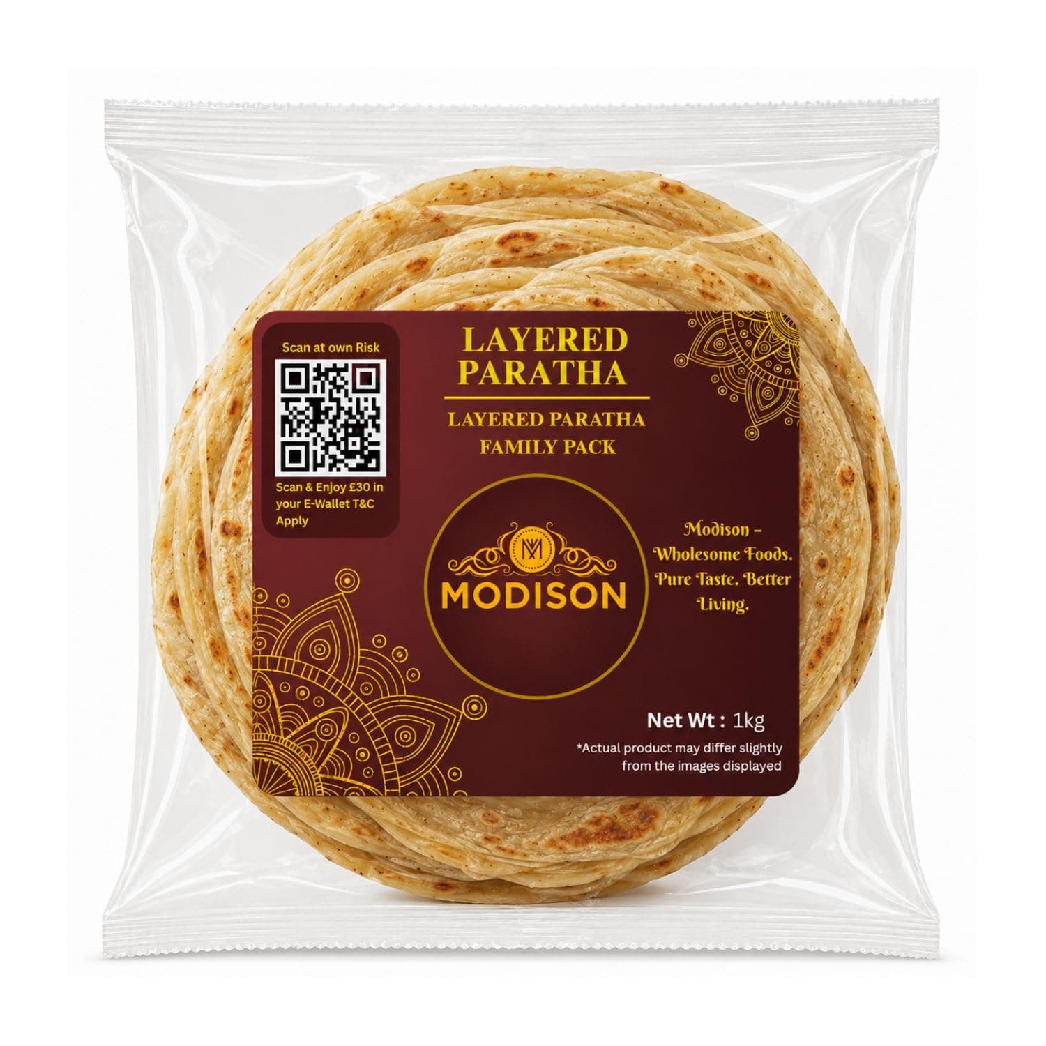 MODISON Layered Paratha Family Pack Frozen Indian Flatbread 1kg product image 1