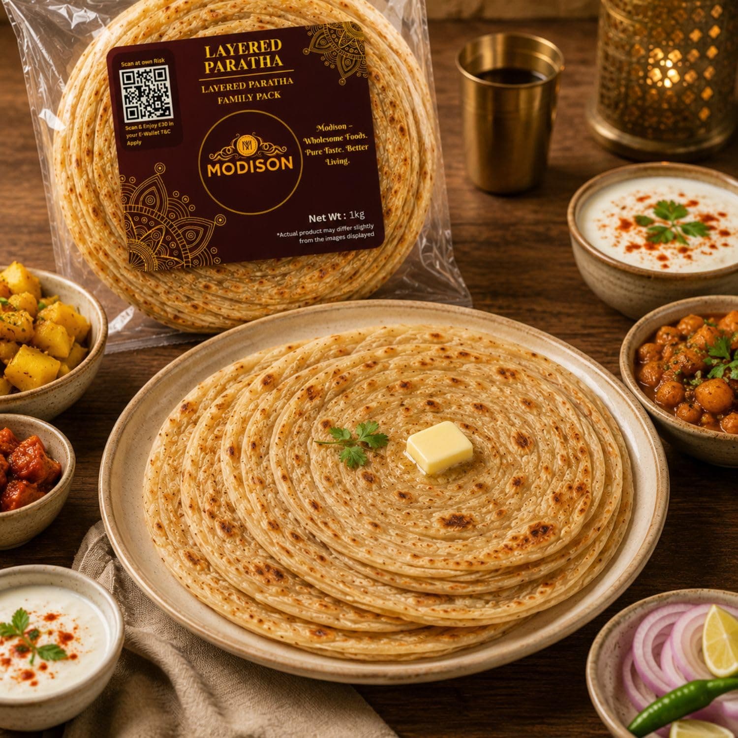 MODISON Layered Paratha Family Pack Frozen Indian Flatbread 1kg product image 2