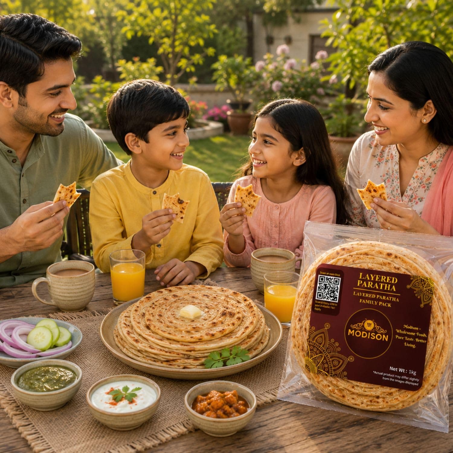 MODISON Layered Paratha Family Pack Frozen Indian Flatbread 1kg product image 3