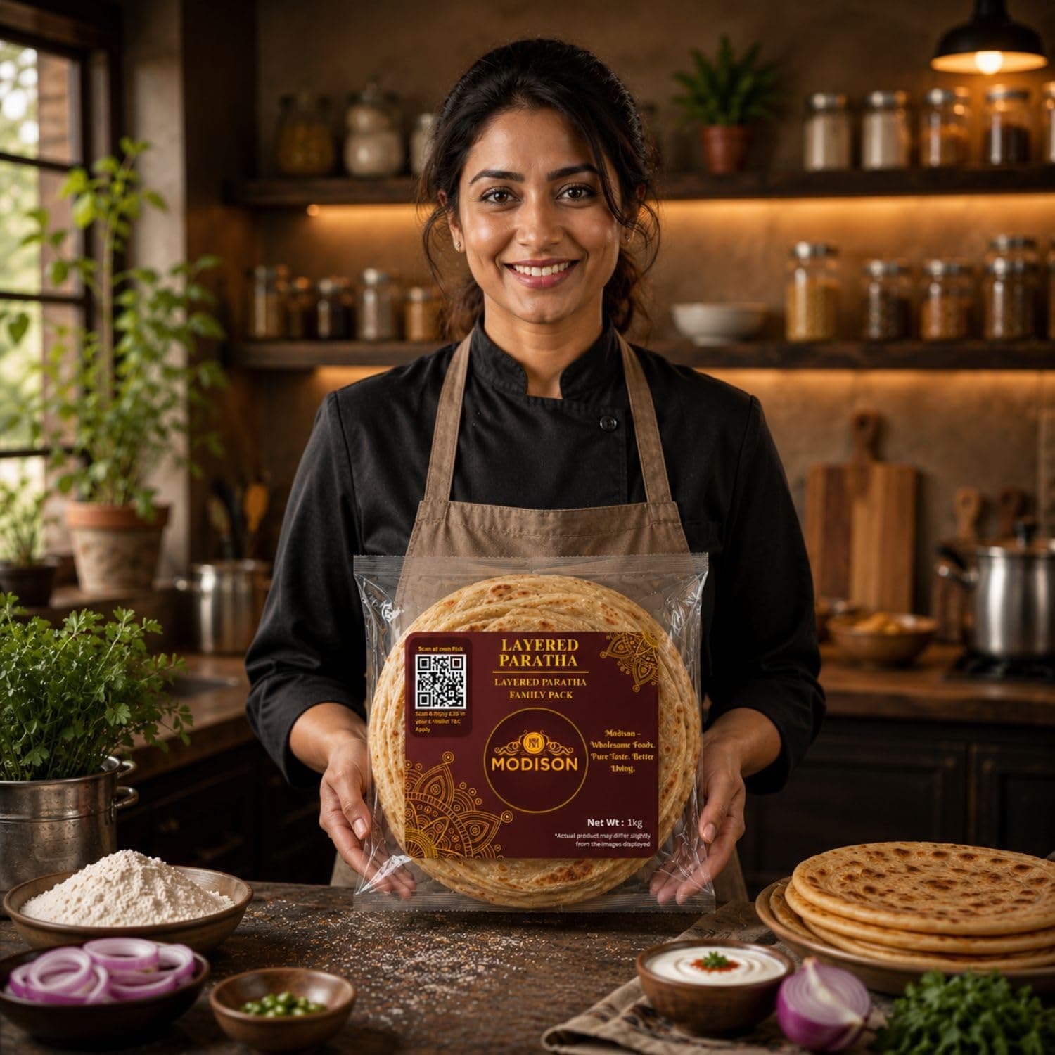 MODISON Layered Paratha Family Pack Frozen Indian Flatbread 1kg product image 5