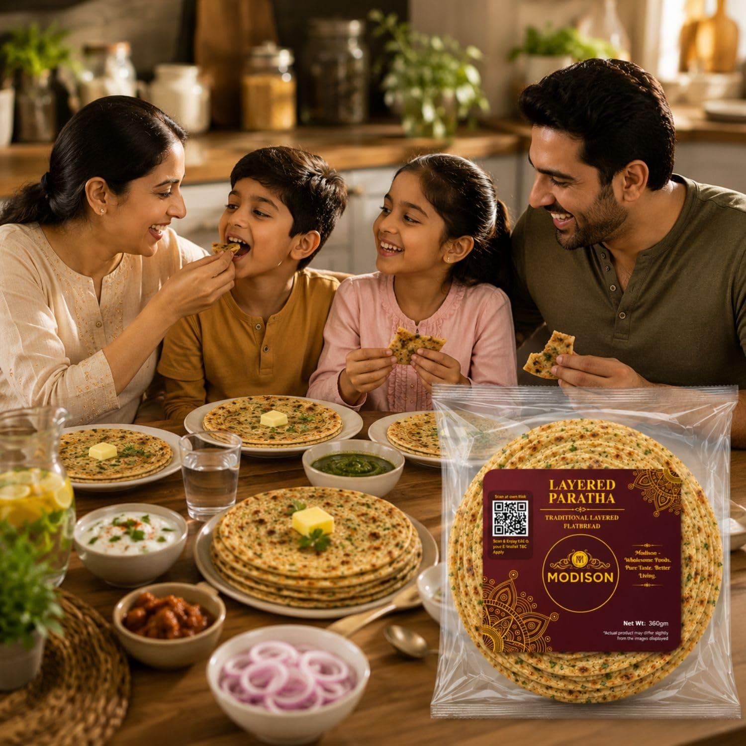 MODISON Layered Paratha Traditional Indian Flatbread Frozen 360g product image 6