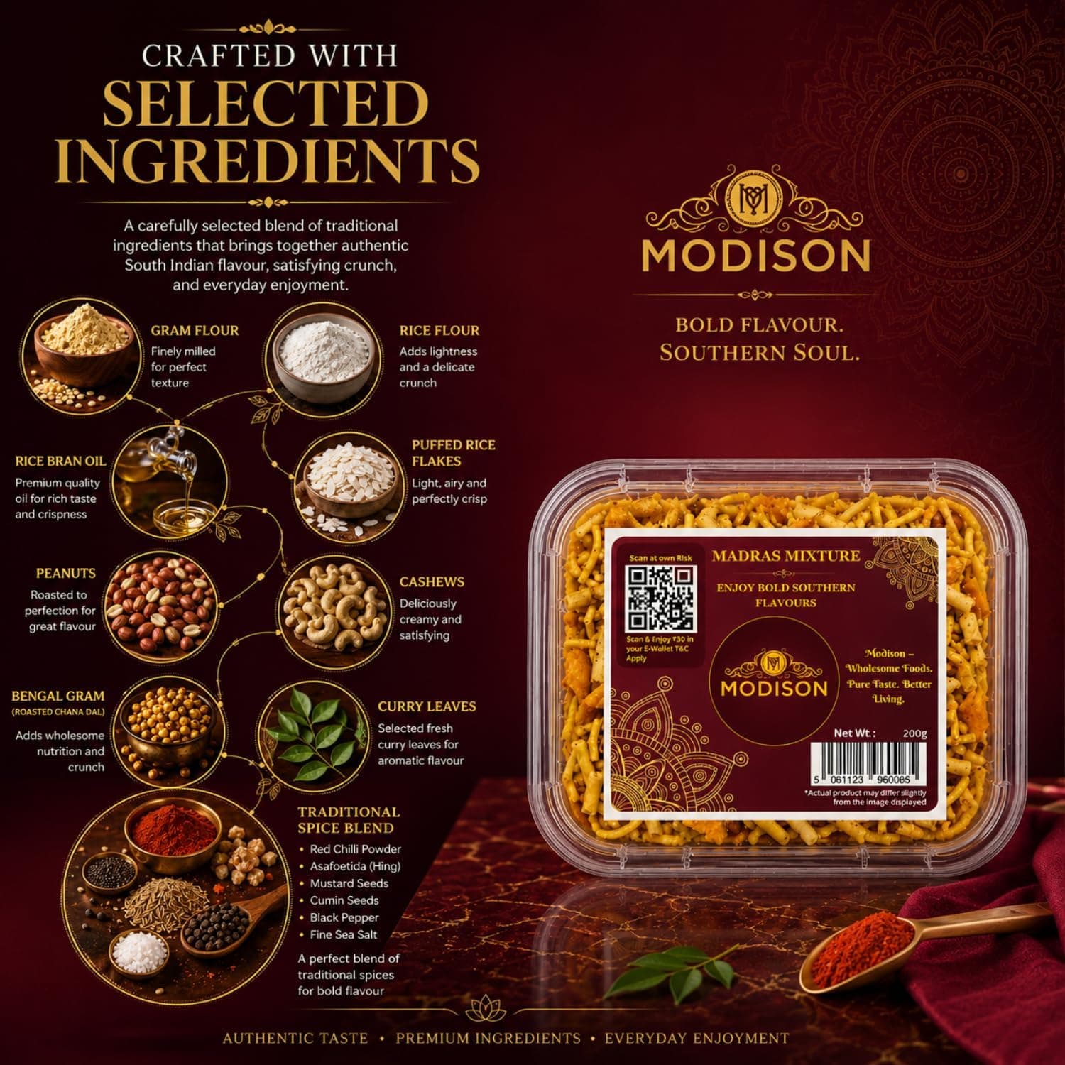 MODISON Madras Mixture Indian Namkeen Snack Spicy Savoury 200g product image 8