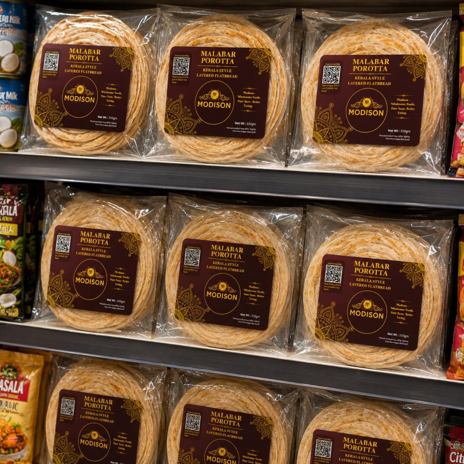 MODISON Malabar Porotta Traditional Layered Flatbread Frozen 330g product image 7