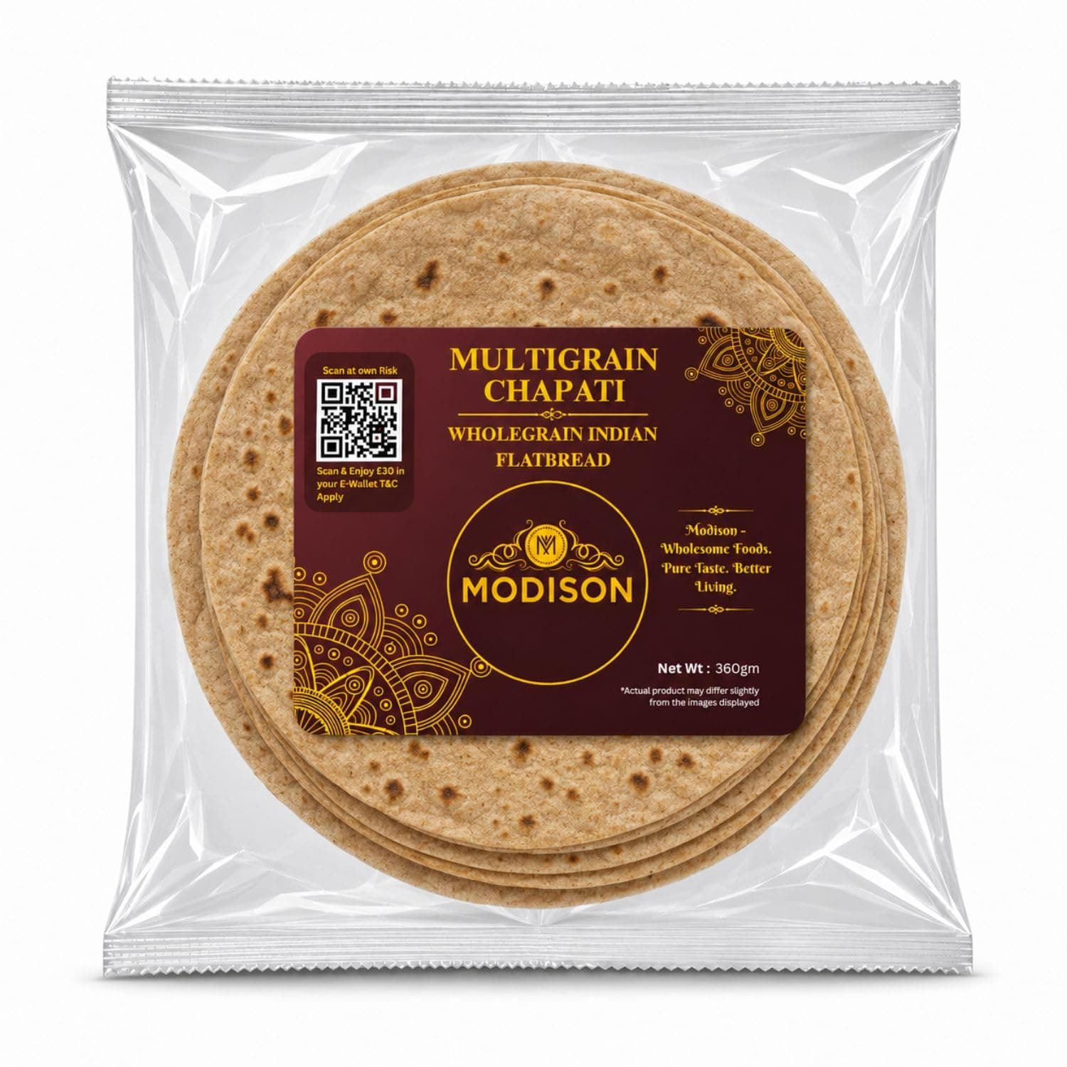 MODISON Multigrain Chapati Traditional Indian Flatbread Frozen 360g product image 1