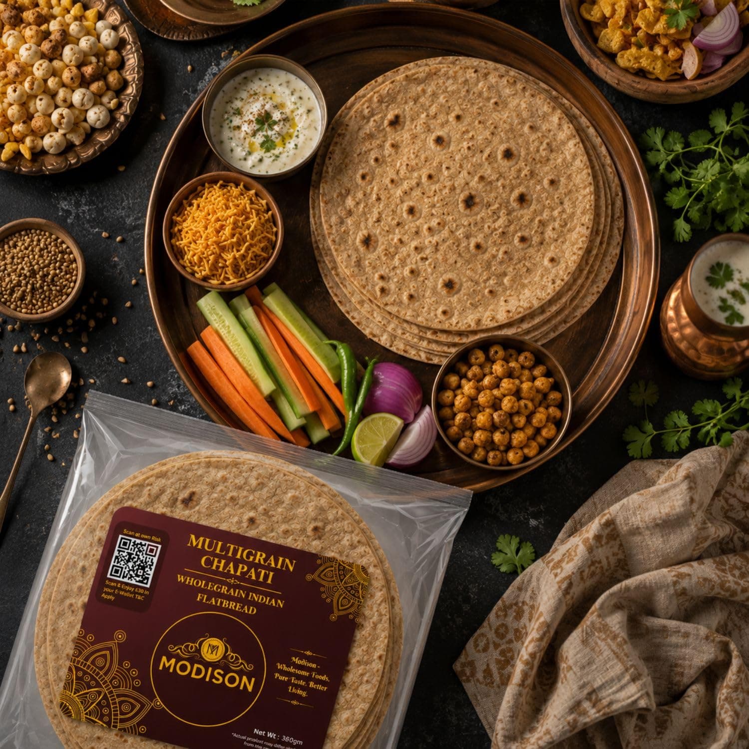 MODISON Multigrain Chapati Traditional Indian Flatbread Frozen 360g product image 6