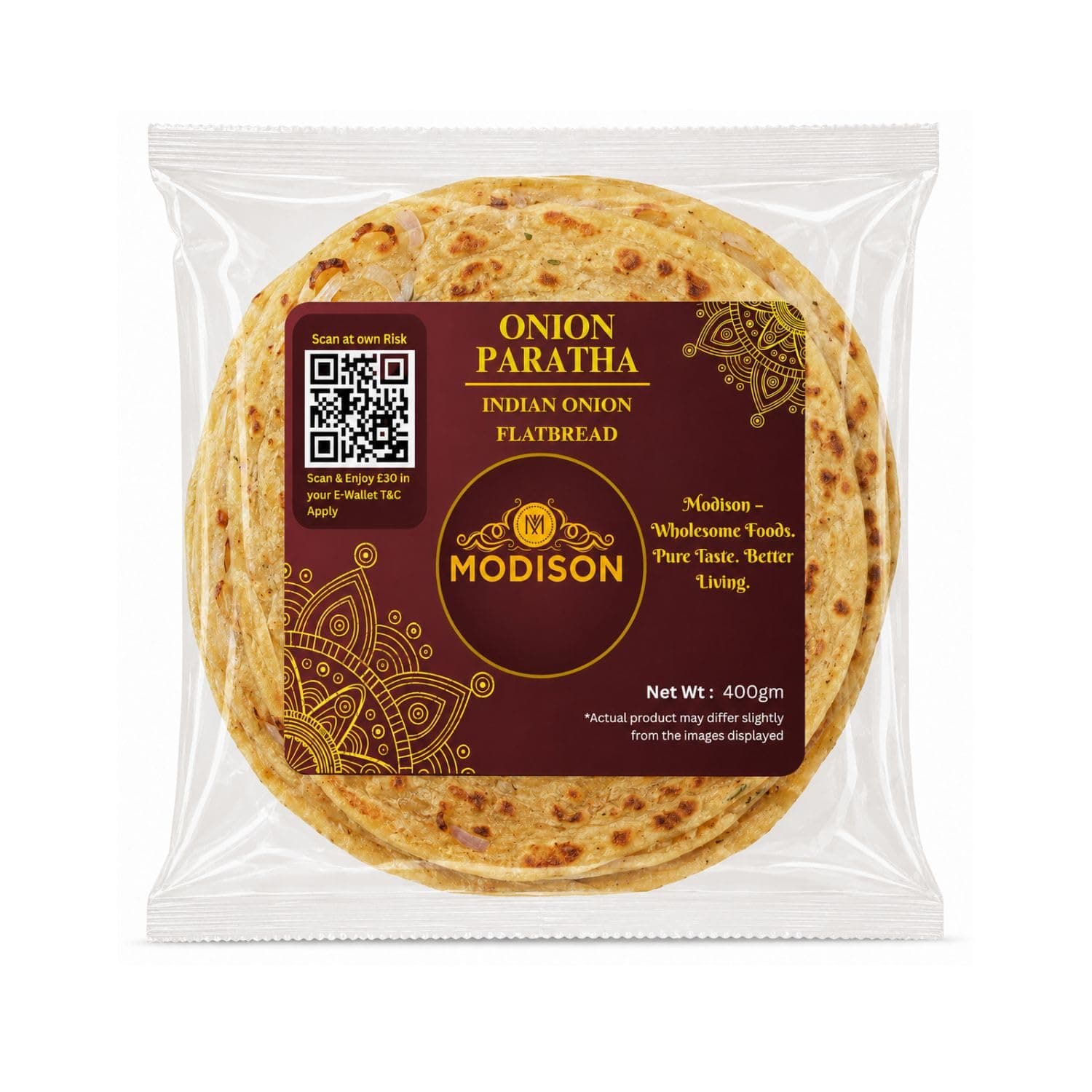 MODISON Onion Paratha Whole Wheat Flatbread 400g product image 1