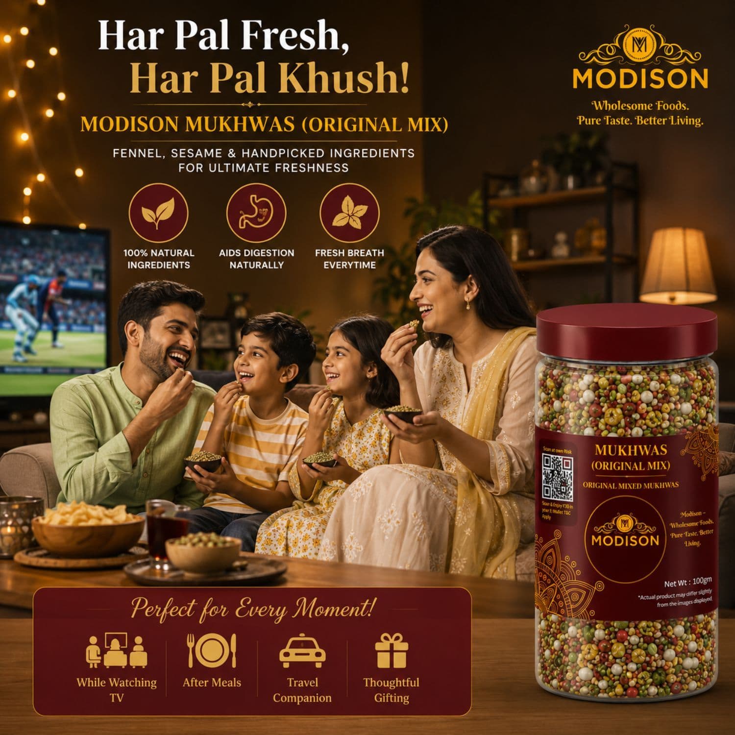 MODISON Original Mix Indian Mouth Freshener Crunchy Saunf 100g product image 5