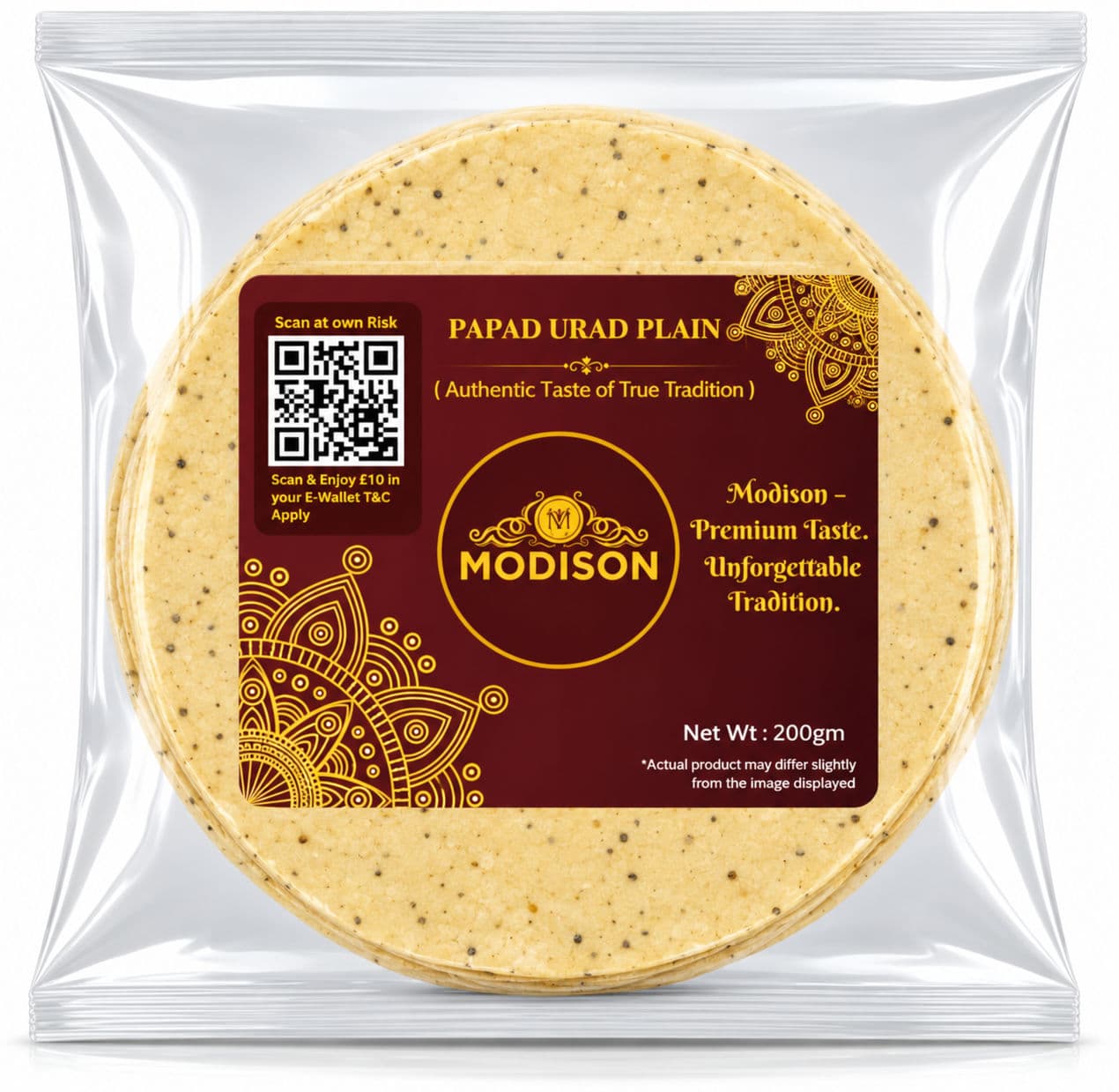 MODISON Plain Urad Papad Indian Papad Crispy Lentil Wafer 200g alternate image