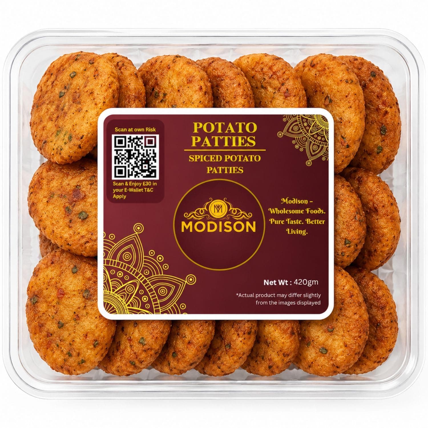 MODISON Potato Patties Ready to Cook Frozen Snack 420g product image 1