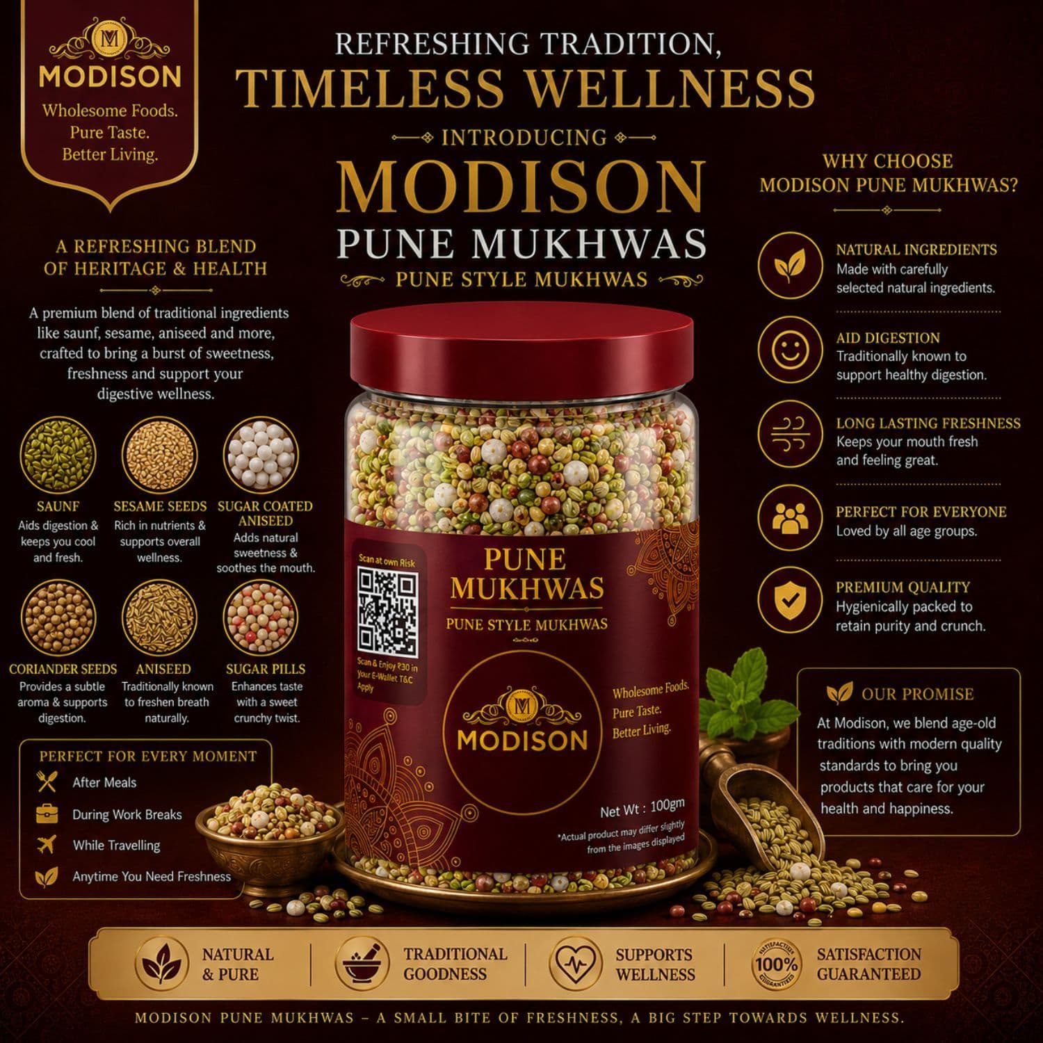 MODISON Pune Mukhwas Indian Mouth Freshener Fennel Coriander 100g product image 4