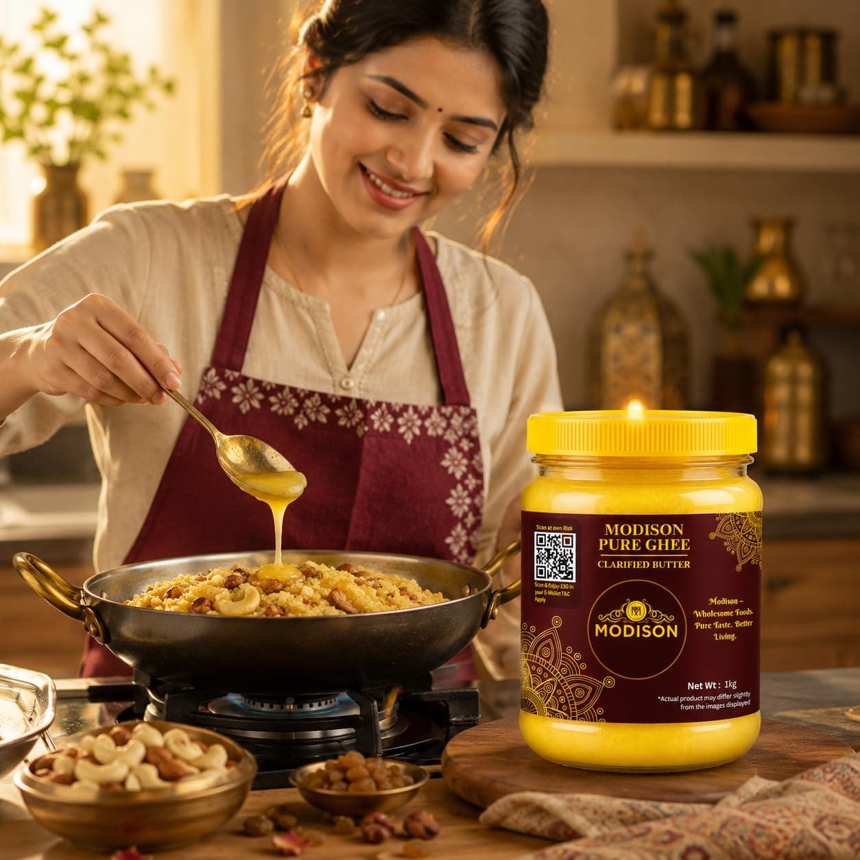 MODISON Pure Ghee Clarified Butter Pure Milk Fat 1kg product image 4