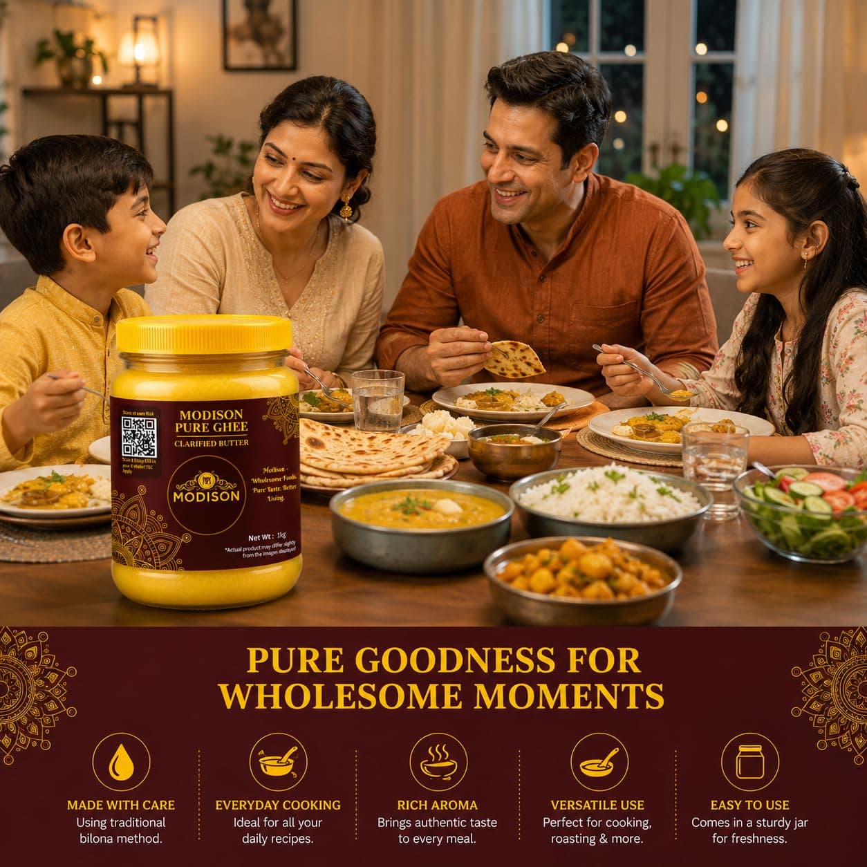 MODISON Pure Ghee Clarified Butter Pure Milk Fat 1kg product image 7