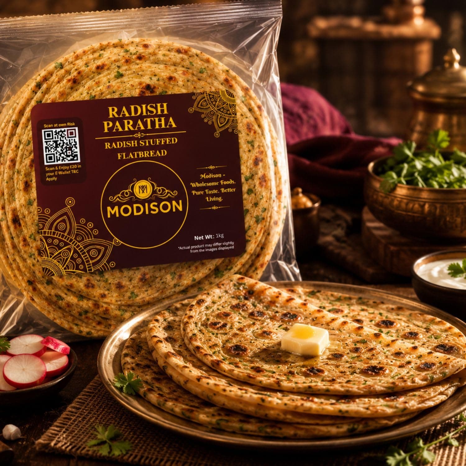 MODISON Radish Paratha Traditional Indian Flatbread Frozen 360g product image 8