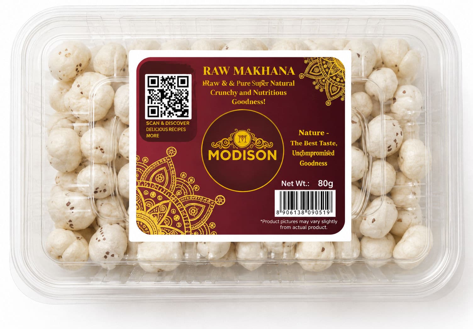 MODISON Raw Makhana Healthy Snacks Natural Fox Nuts 80g product image 1