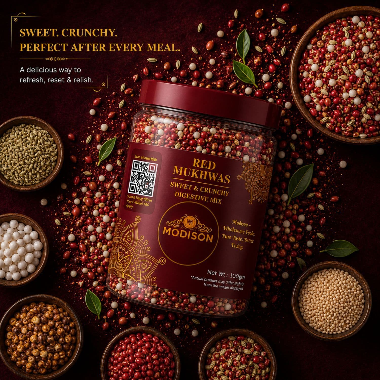 MODISON Red Mukhwas Indian Mouth Freshener Aniseed Coriander 100g product image 3