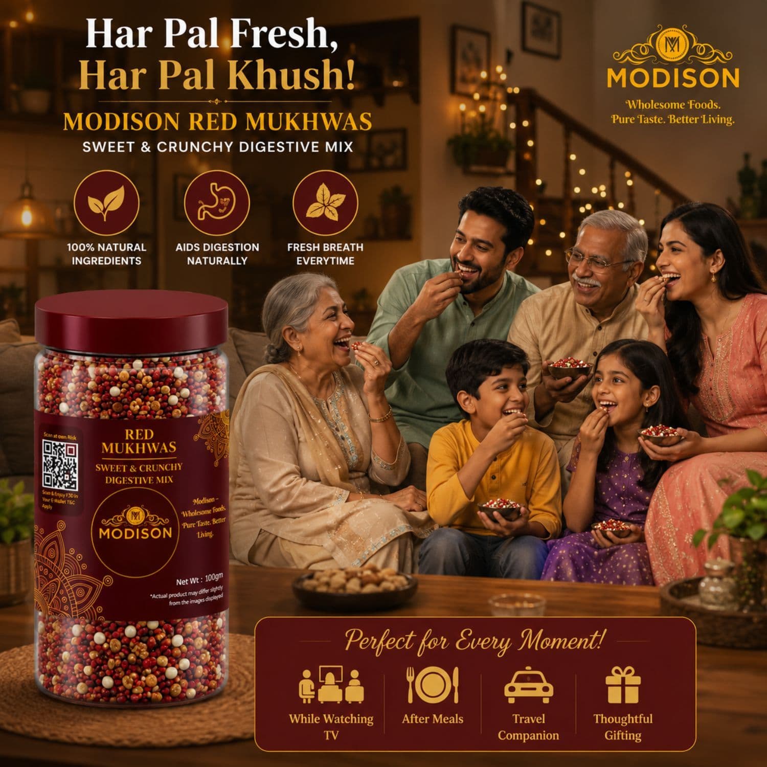 MODISON Red Mukhwas Indian Mouth Freshener Aniseed Coriander 100g product image 5