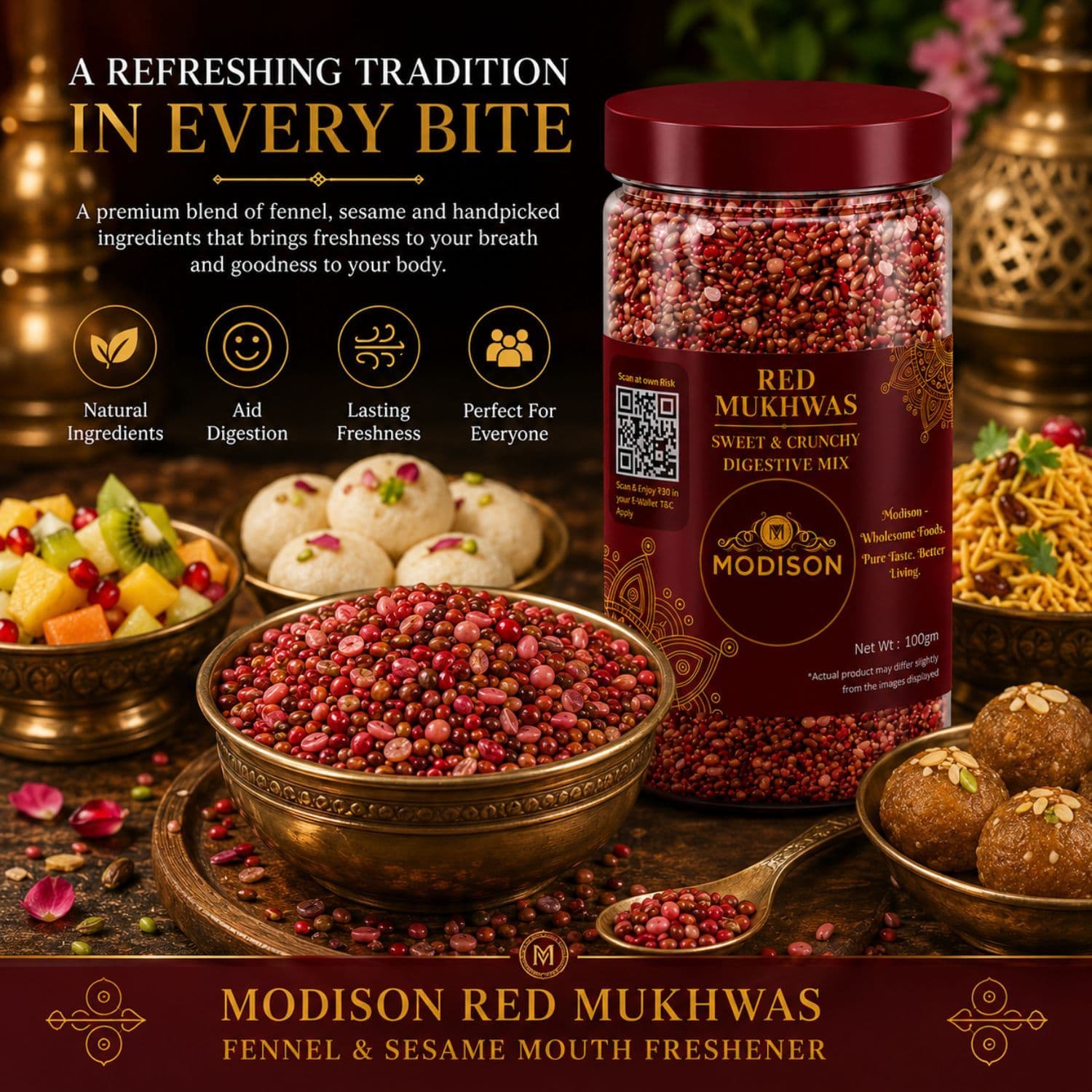 MODISON Red Mukhwas Indian Mouth Freshener Aniseed Coriander 100g product image 7