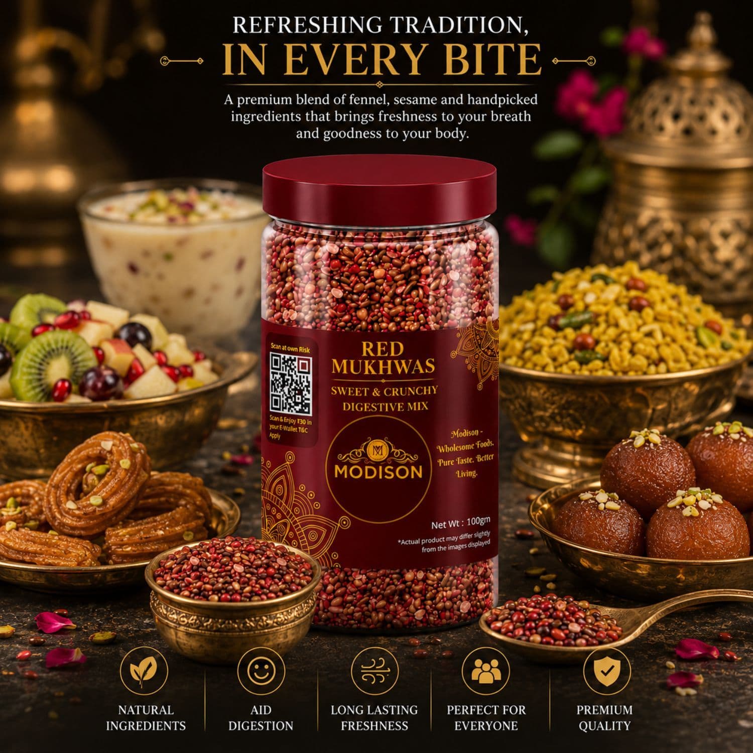 MODISON Red Mukhwas Indian Mouth Freshener Aniseed Coriander 100g product image 8