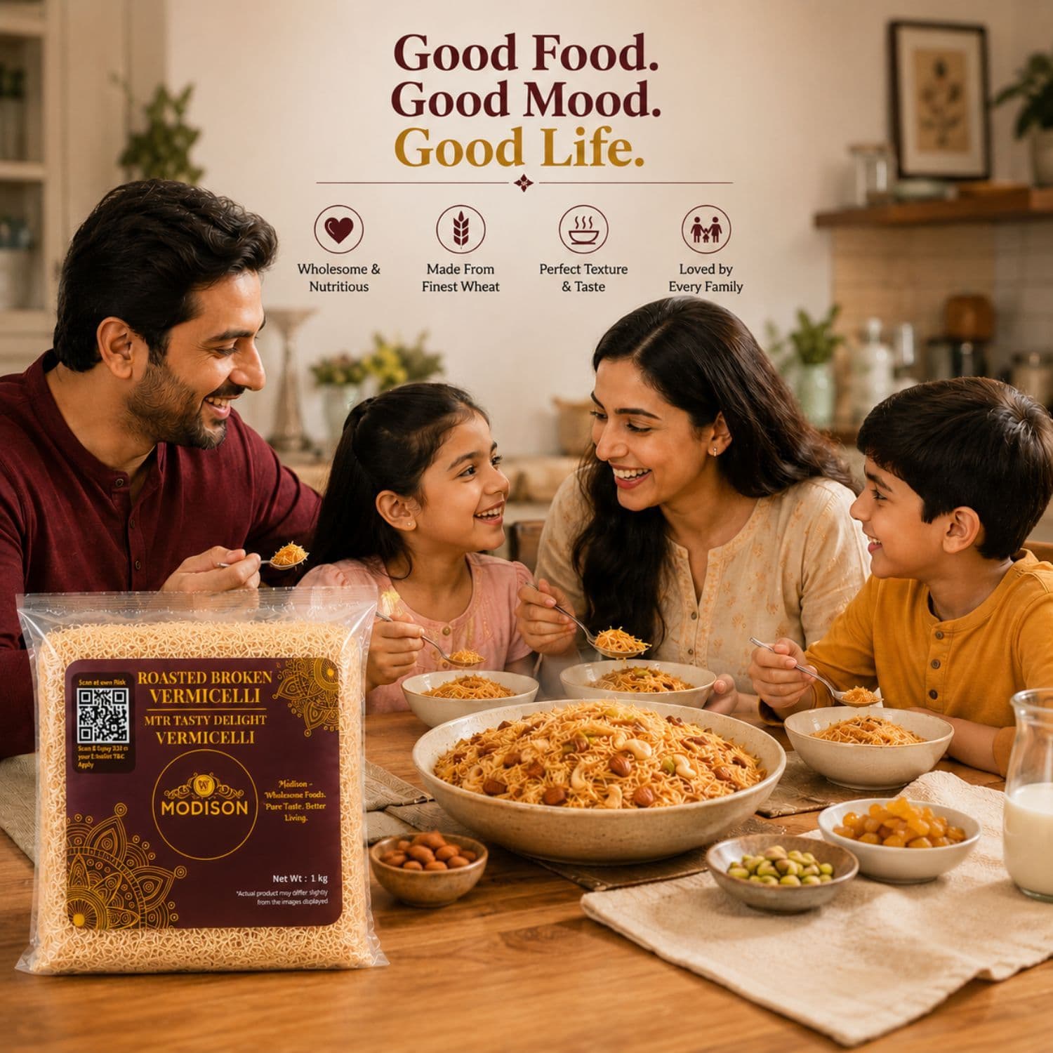 MODISON Roasted Broken Vermicelli, Wheat Semolina Sevai, 1 kg product image 6