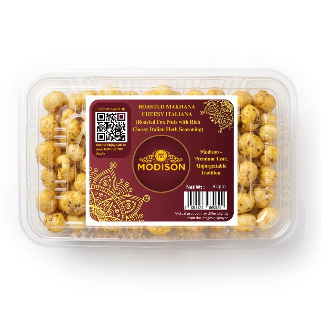 MODISON Roasted Makhana Healthy Snacks Cheesy Italiana 80g product image 1