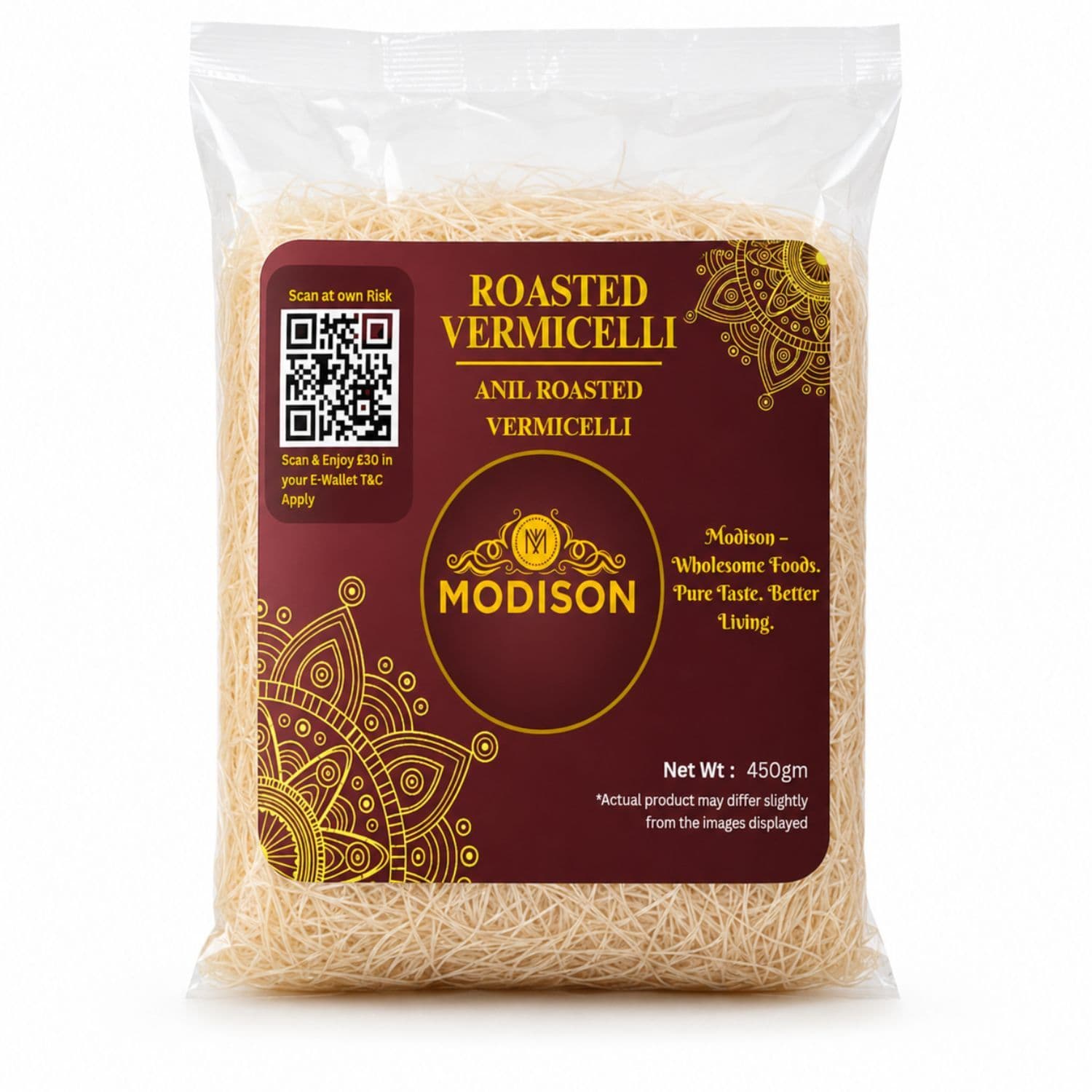 MODISON Roasted Vermicelli Ready to Cook Wheat Semolina Seviyan 440g