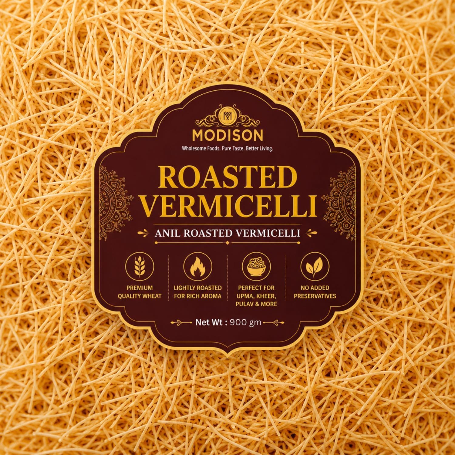 MODISON Roasted Vermicelli Wheat Semolina Seviyan 900g product image 6