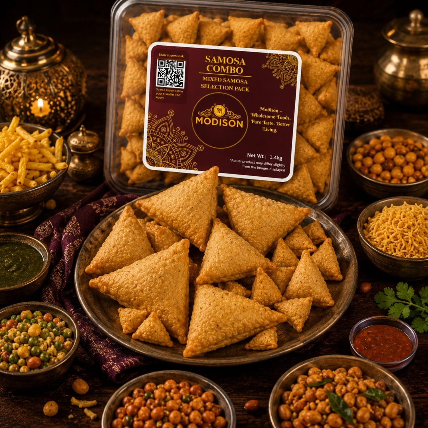MODISON Samosa Combo Cocktail & Punjabi Frozen Indian Snack 1.4kg product image 6