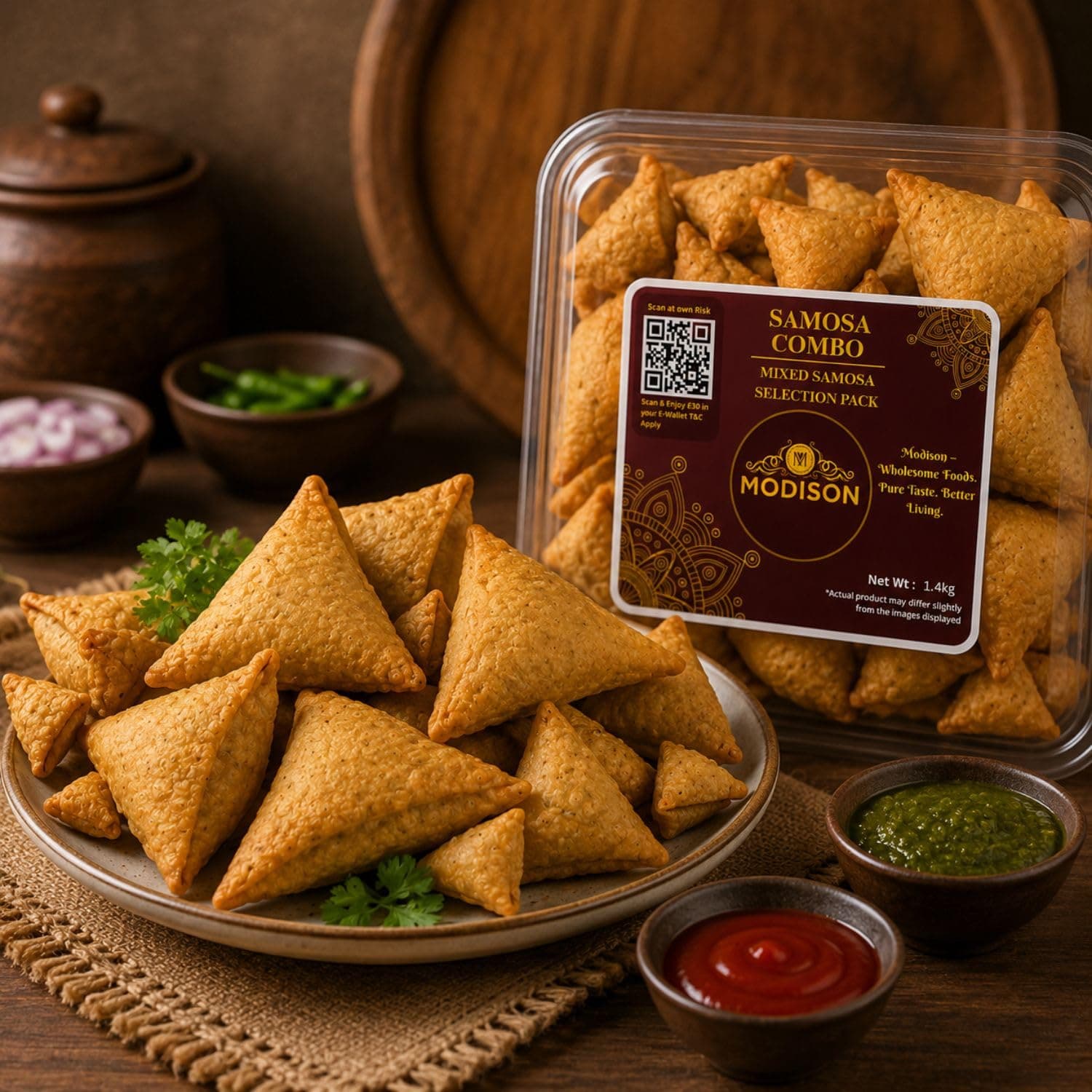 MODISON Samosa Combo Cocktail & Punjabi Frozen Indian Snack 1.4kg product image 7