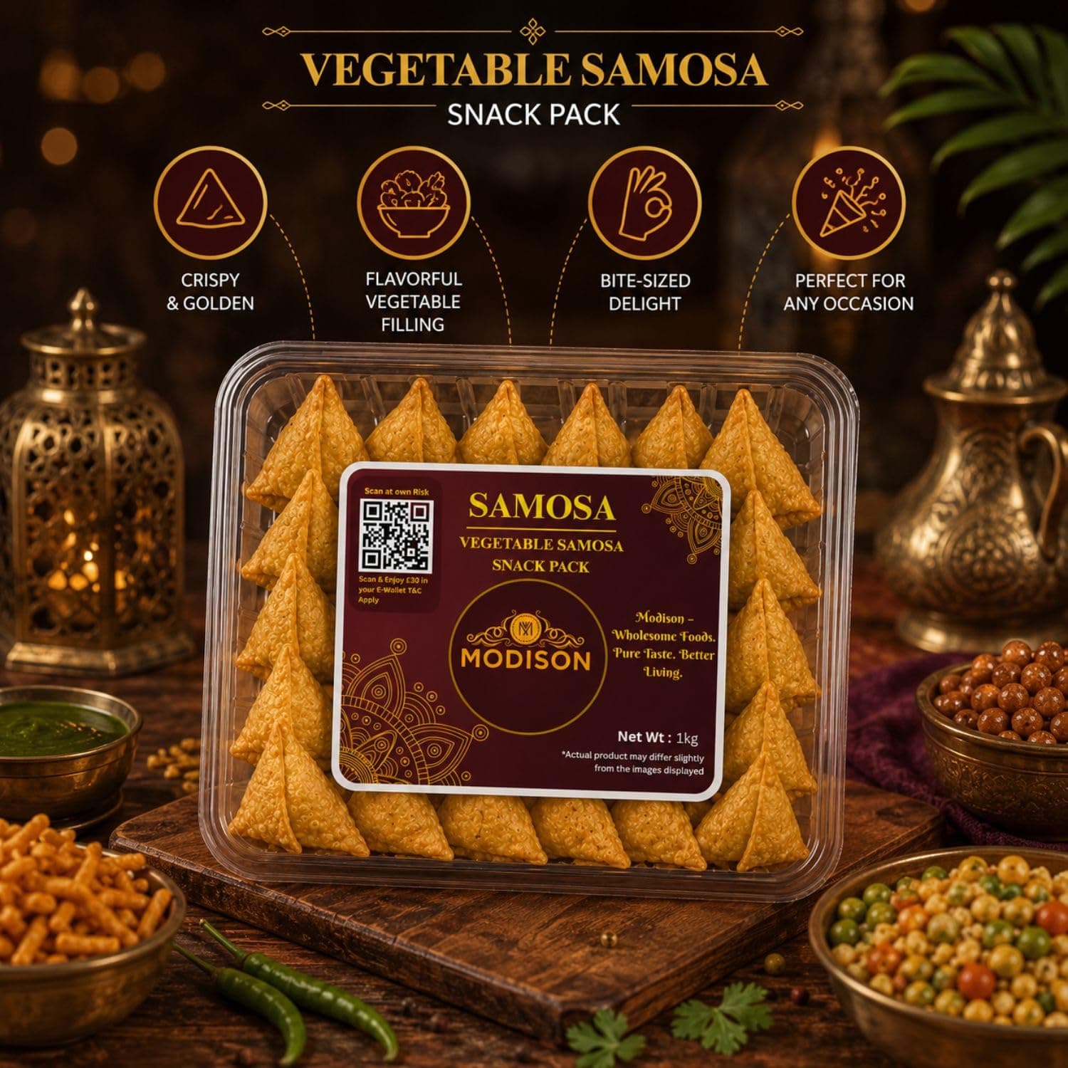 MODISON Samosa Traditional Frozen Indian Snack 1kg product image 5
