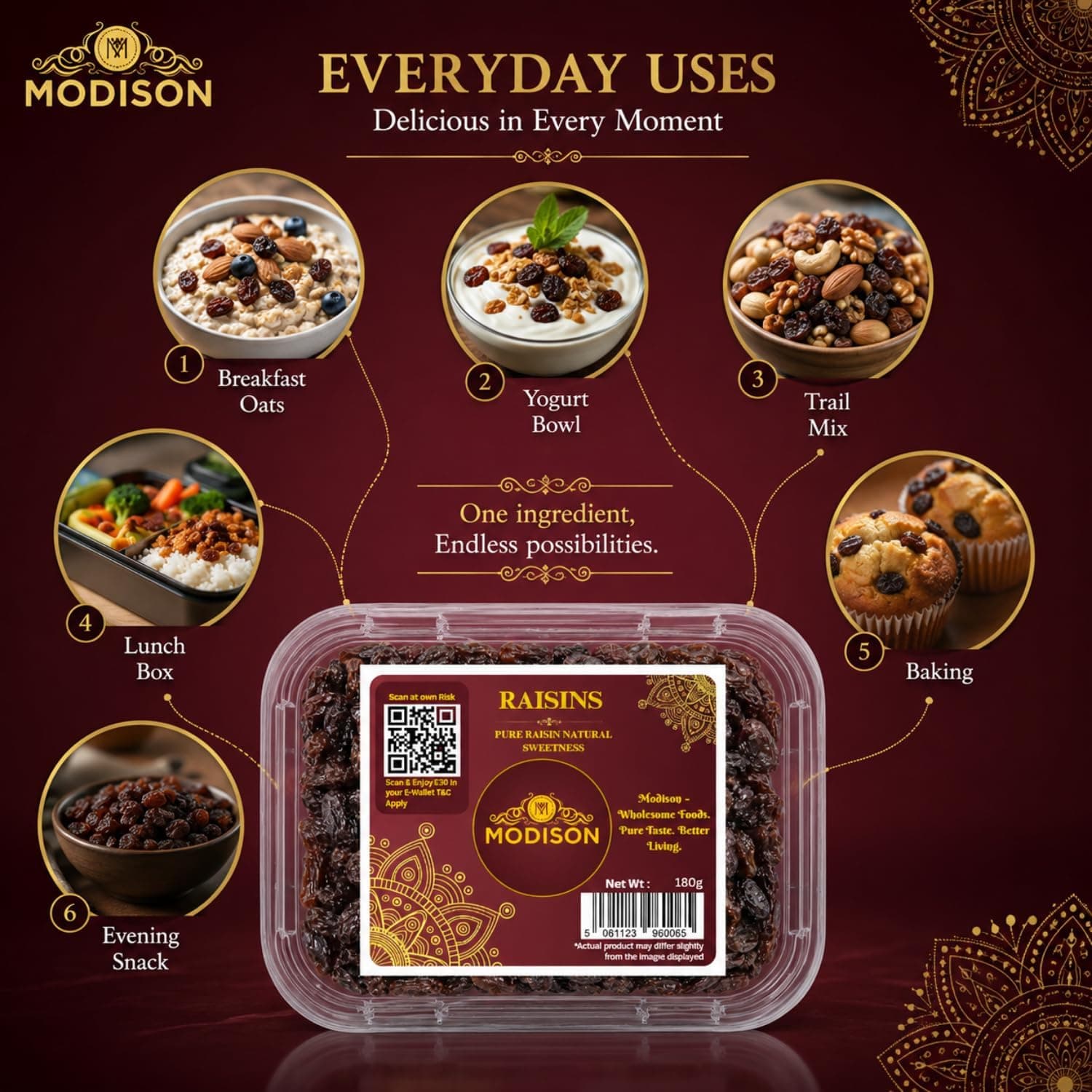 MODISON Seedless Kishmish Dried Fruit Indian Sweet Snack 180g product image 3