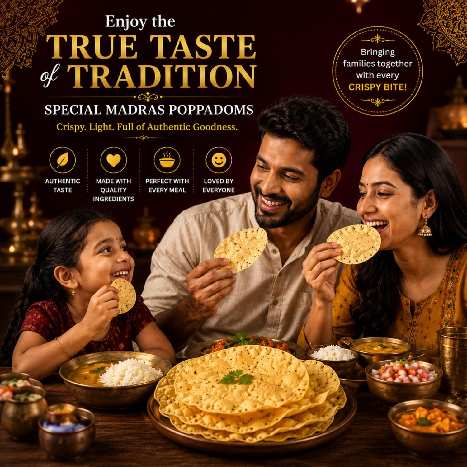 MODISON Special Madras Poppadoms Indian Papad Crispy Lentil Wafer 200g product image 3