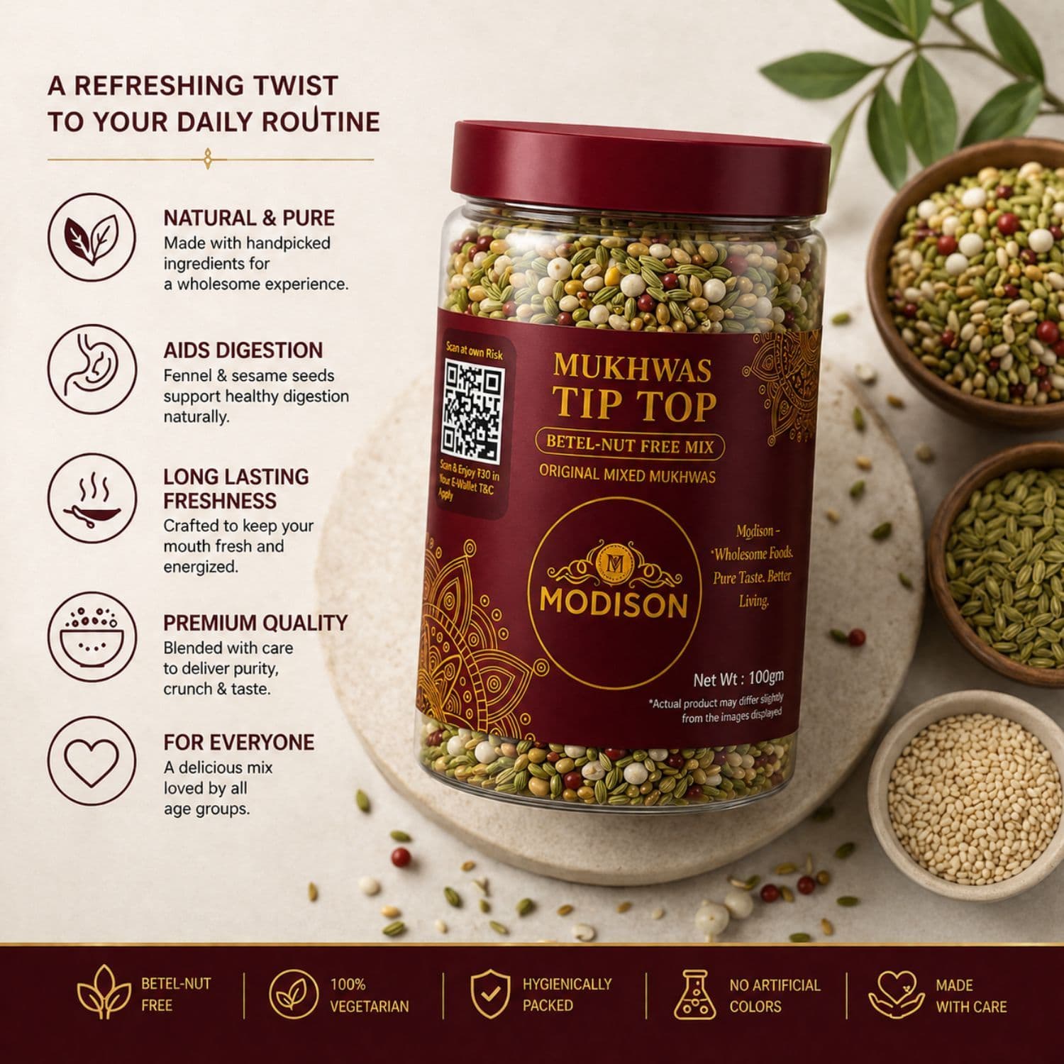MODISON Tiptop Mukhwas Indian Mouth Freshener Fennel Aniseed 100g product image 4
