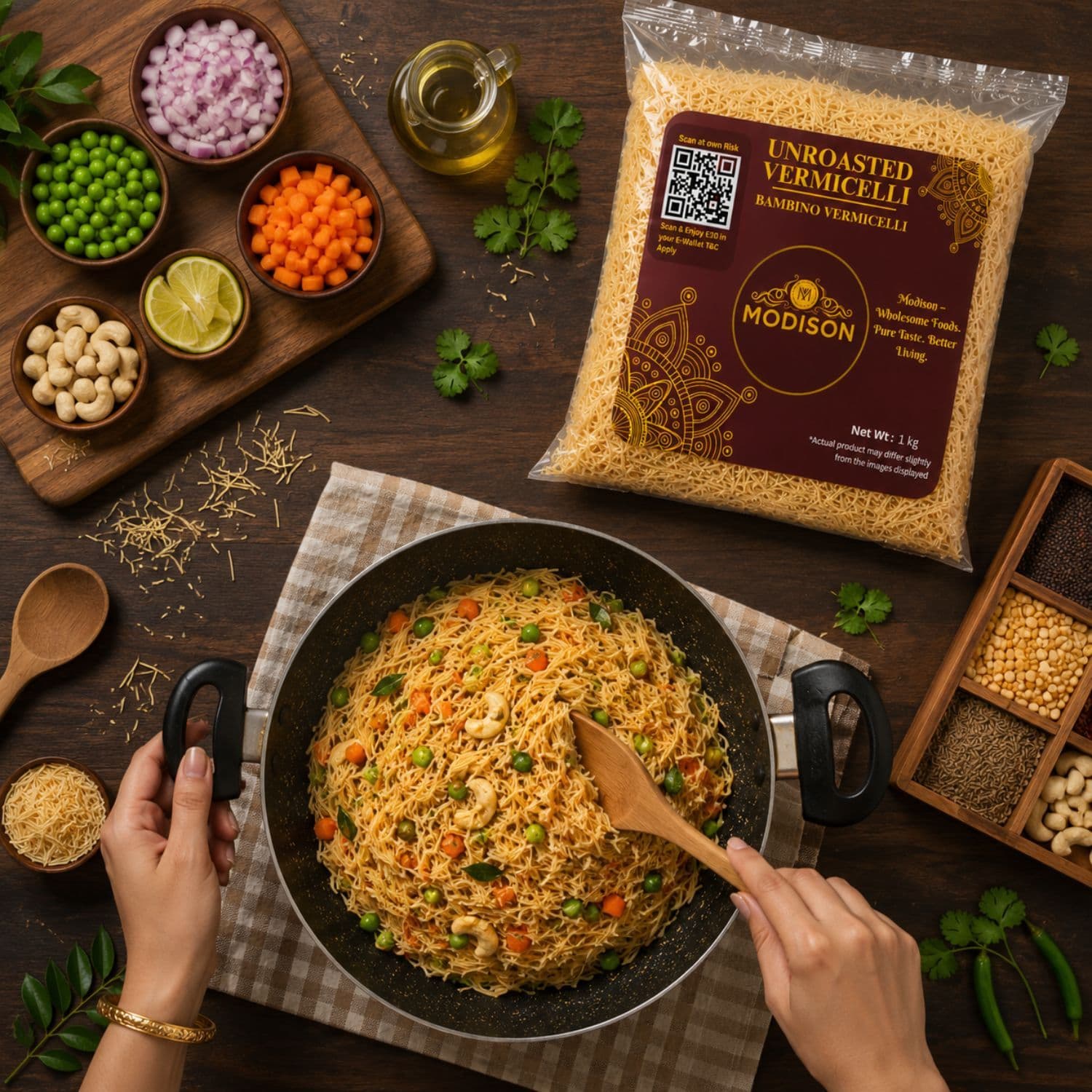 MODISON Unroasted Vermicelli Wheat Semolina Seviyan 1kg product image 5